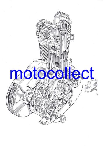 Triumph t20 tiger cub engine - cutaway drawing - can be supplied laminated