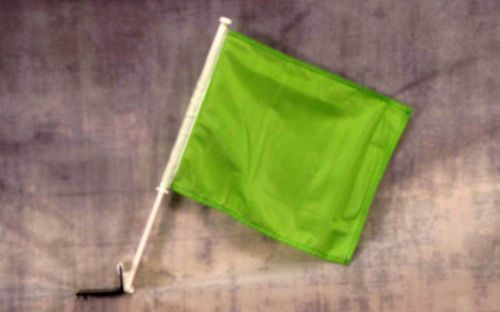 5 green decor car flag 12&#034; x 15&#034; x 16-1/2&#034; window roll up banner + pole (five)