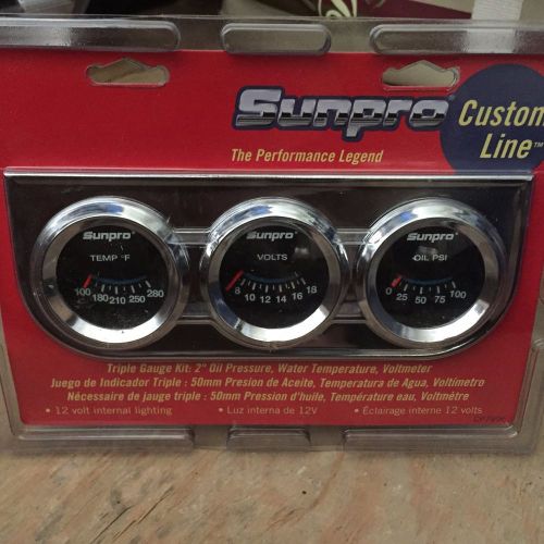 Cp7996 sunpro chrome 2 inch oil, water and volts triple mechanical gauge kit