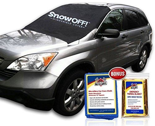 Snowoff car windshield snow cover &amp; sun shade protector kit for cars &amp; crvs