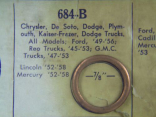 1929 to 1942 fargo truck 7/8&#034; oil plug crushable copper bound asbestos gasket