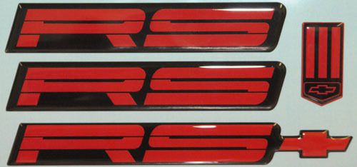 Third generation black/red camaro rs emblem set rockers and bumper