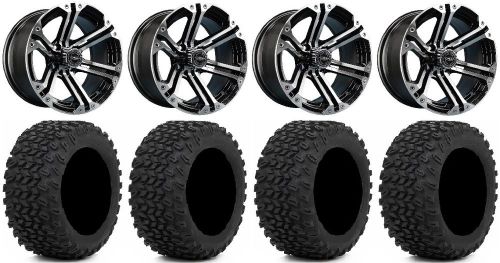 Madjax nitro machined golf wheels 14&#034; 23x10-14 xt trail tires ez-go &amp; club car