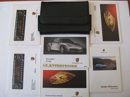 03 2003 porsche (996) 911 turbo 6 speed tip s owners manuals book set pouch a221