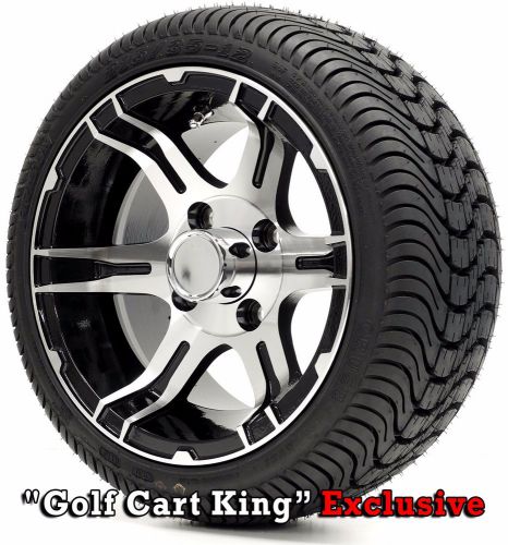 Golf cart 12&#034; mach/black &#034;stingray&#034; wheels and 215/35-12 dot low profile tires