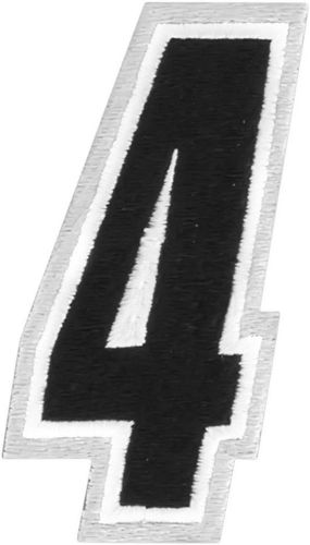 American kargo riding embroidered number patch white / black #4 4.75 h