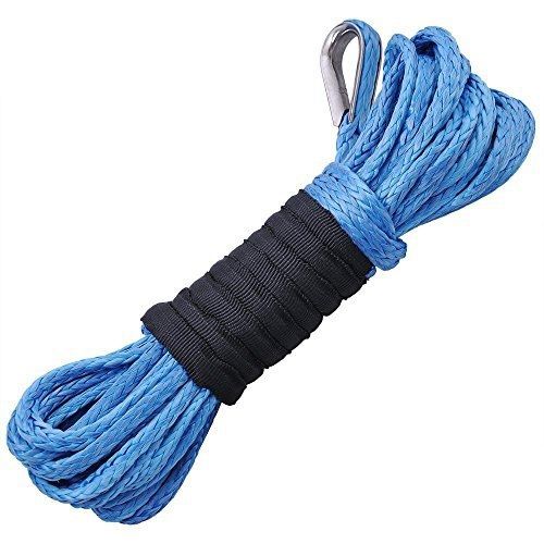 Yescom 1/4&#034; x 50&#039; winch rope dyneema synthetic cable blue atv suv recovery