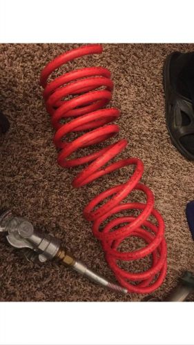 15&#039; red coiled air line hose and hanger set - trailer brake - 1/2&#034; fittings
