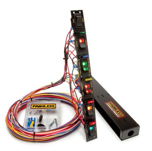 Painless 50506 / fused dragster vertical 6 switch panel w/wiring &amp; hardware