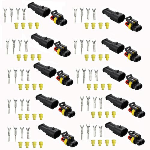 10 kits 2 pin way car auto sealed waterproof electrical terminal wire connector