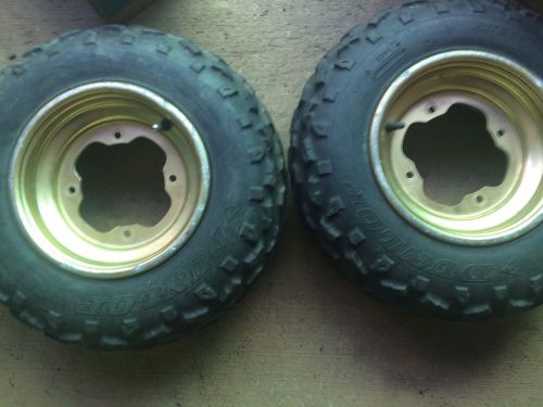 Gold front wheels &amp; tires warrior banshee blaster yamaha