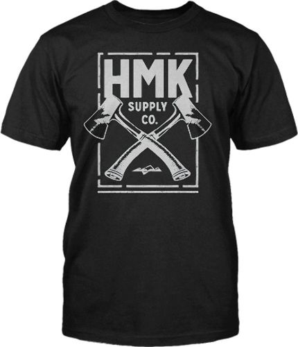 Hmk logo with crossed axes tshirt white or black - five adult sizes
