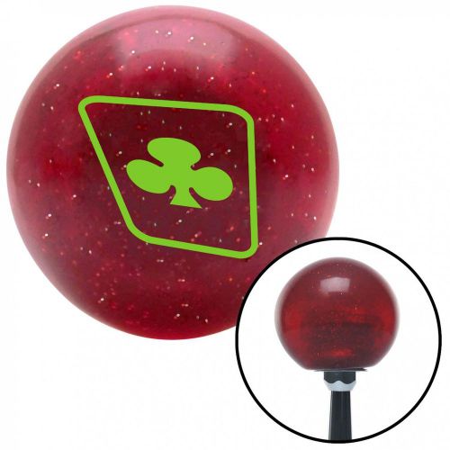 Green clubs on a card red metal flake shift knob with 16mm x 1.5 insert hemi