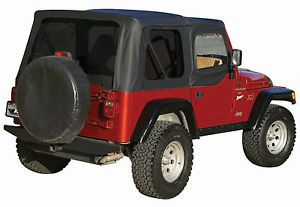 Black 97-06 jeep wrangler replacement soft top rear tinted windows + upper skins