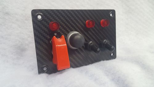 Carbon fiber switch panel, ignition, starter, (2) accessory switches, led lights