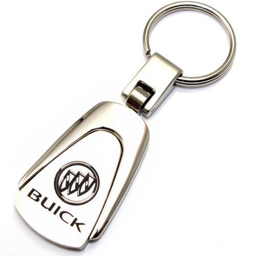 Genuine buick logo metal chrome tear drop key chain ring fob