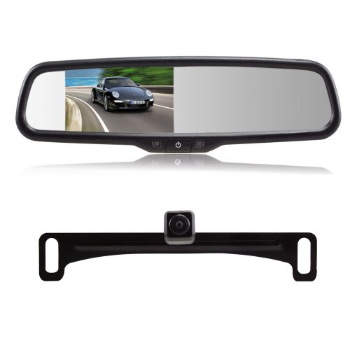 Ccd backup camera rearview car mirror 4.3 lcd monitor 2 video input easy install