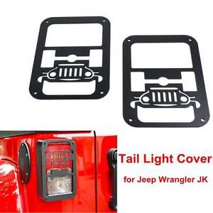 Jeep wrangler 07-16 pair black tail light rear lamp protector guards cover