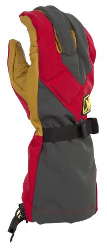 Klim red/grey mens togwotee waterproof/insulated snowmobile gloves snocross