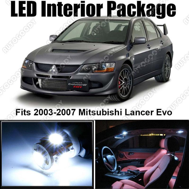 6x white led lights interior package for lancer evo 8 9