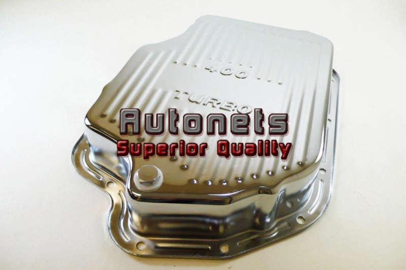 Chrome steel turbo 400 chevy transmission pan finned hot rat rod extra depth 3"