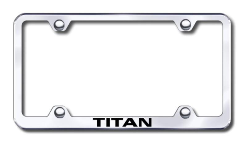Nissan titan wide body  engraved chrome license plate frame -metal made in usa