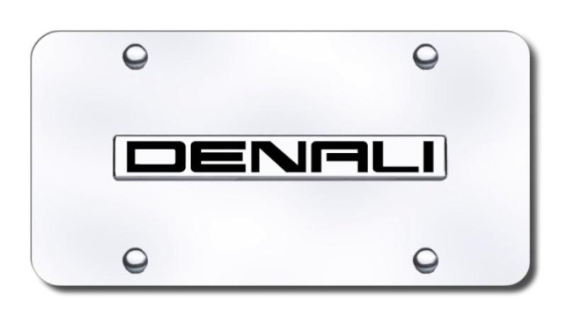 Gm denali name chrome on chrome license plate made in usa genuine