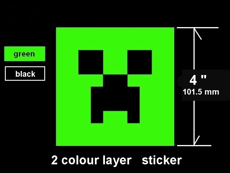 (1x) 4"x4" minecraft custom micro mob creeper vinyl sticker  2 colour