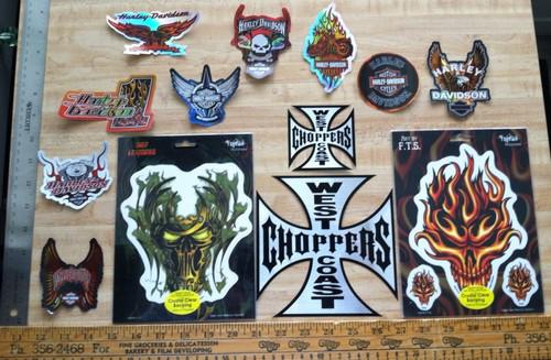 Bikers dozen motorcycle racing stickers. harley west coast choppers biker skull