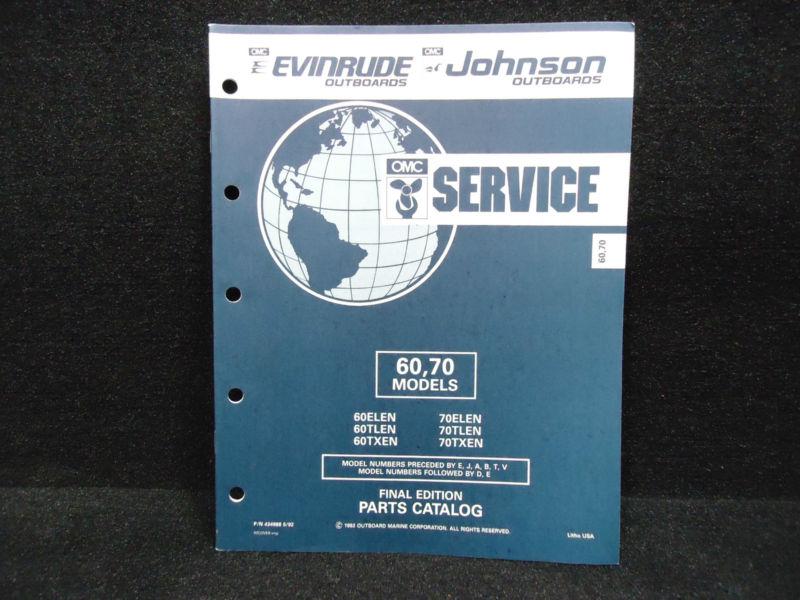 1992 omc,johnson/evinrude parts catalog# 0434988/434988 60·70 models manual boat