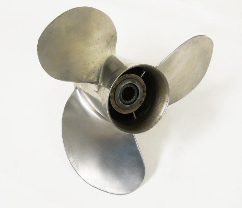 Stainess steel propeller  #p6991 13 1/4 x 15p 15 spline preowned look