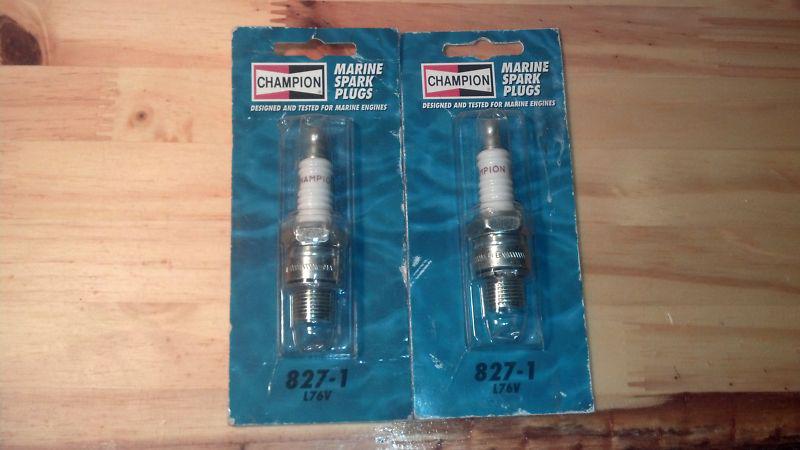 Champion spark plug for boat motors, l76v, 827-1, quantity(2) force