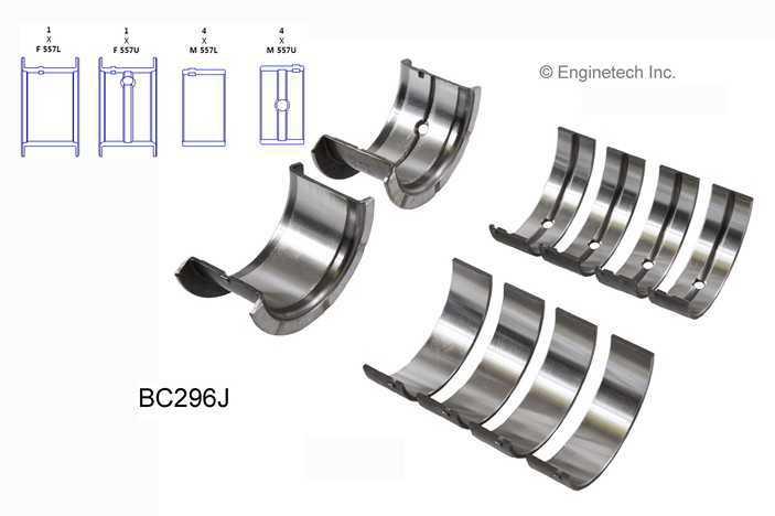Main bearing set sbc chevy gmc v8 305 350 68-02  oversize bc296j