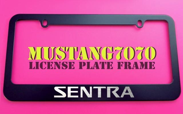 1 brand new nissan sentra black metal license plate frame + screw caps