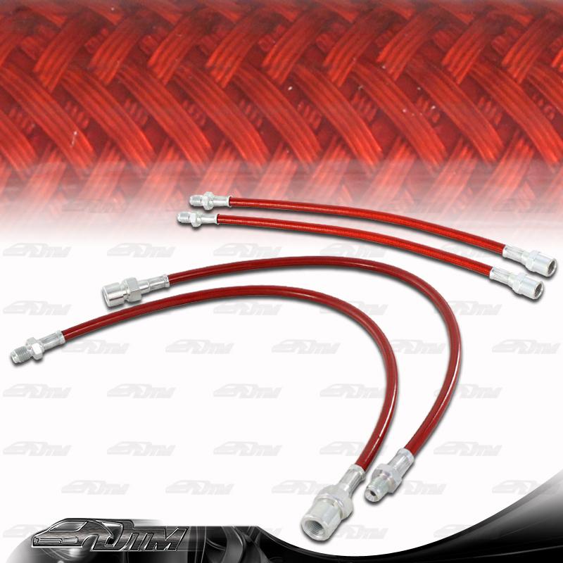 1994-2001 bmw e38 750il 740il 740i front & rear stainless steel brake line red