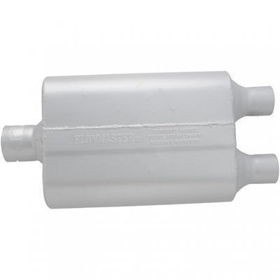 Flowmaster muffler delta flow 40 series 2 1/2" inlet/dual 2" outlet steel ea