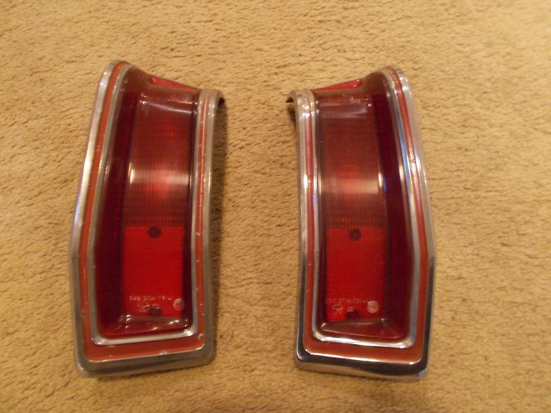 73 plymouth valiant tail light lamp chrome housing red lens complete matched pr
