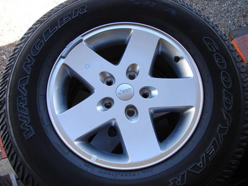 5- 17" 2012 jeep wrangler sahara x 5 spoke wheels rims alloys goodyear tires