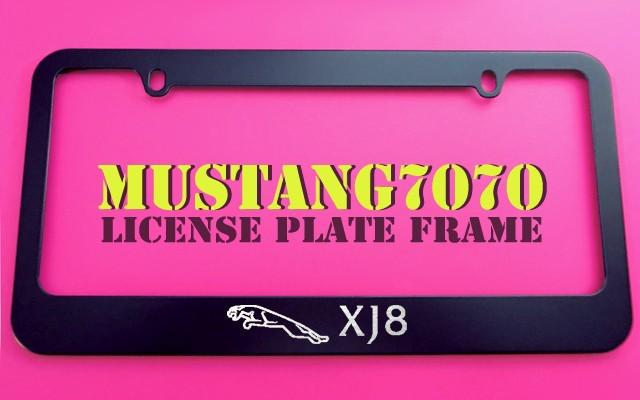 1 brand new jaguar xj8 black metal license plate frame + screw caps