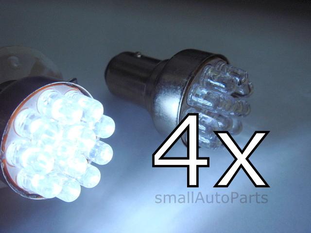 4 x 1157 t25 super white 12 led bulbs rear tail stop parking lights turn signal