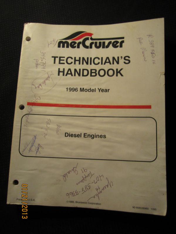 1996 mercruiser technician's handbook service repair shop manual diesel engines 