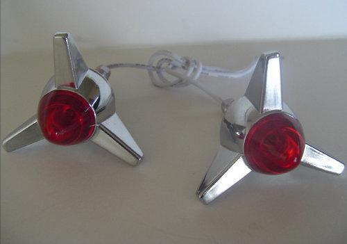 2 chrome "red" rocket motorcycle license plate frame bolts - lic tag screws