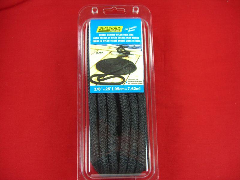 Seachoice 40321 dock line double braided nylon 3/8"  x  25' black spliced rope