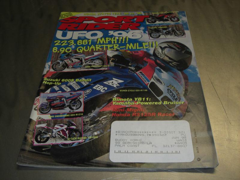 Sport rider magazine issue# 22 oct. 1996 ufo '96,  bimota yb11,  honda rs125r