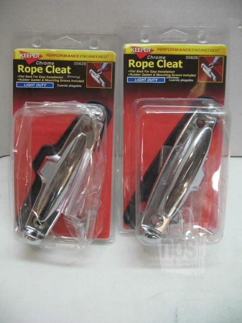 Keeper 05626 rope cleats chrome flat back 150lbs max lot of 2 new