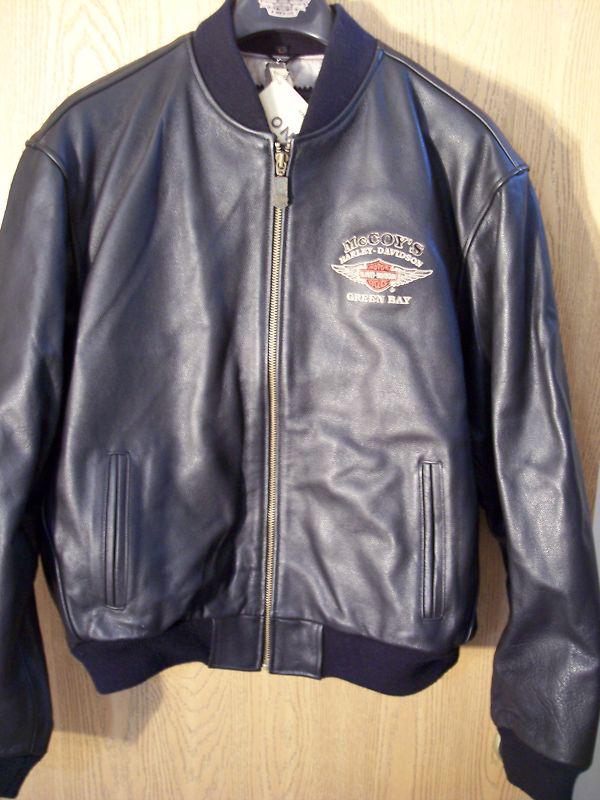 Harley-davidson leather jacket - new - size large - h-d letterman service jacket