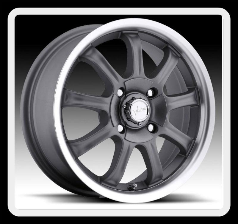16" vision 424 5x4.5 integra civic mustang azera gunmetal wheels rims free lugs