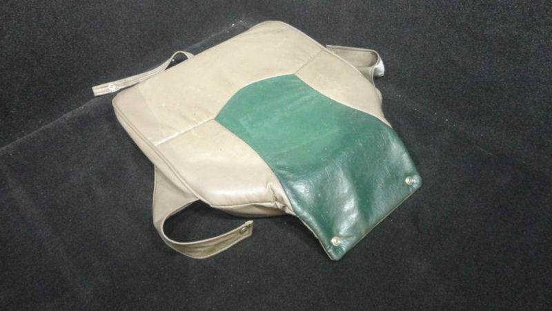 Green and tan bottom cover/cushion to a boat seat k/i #51