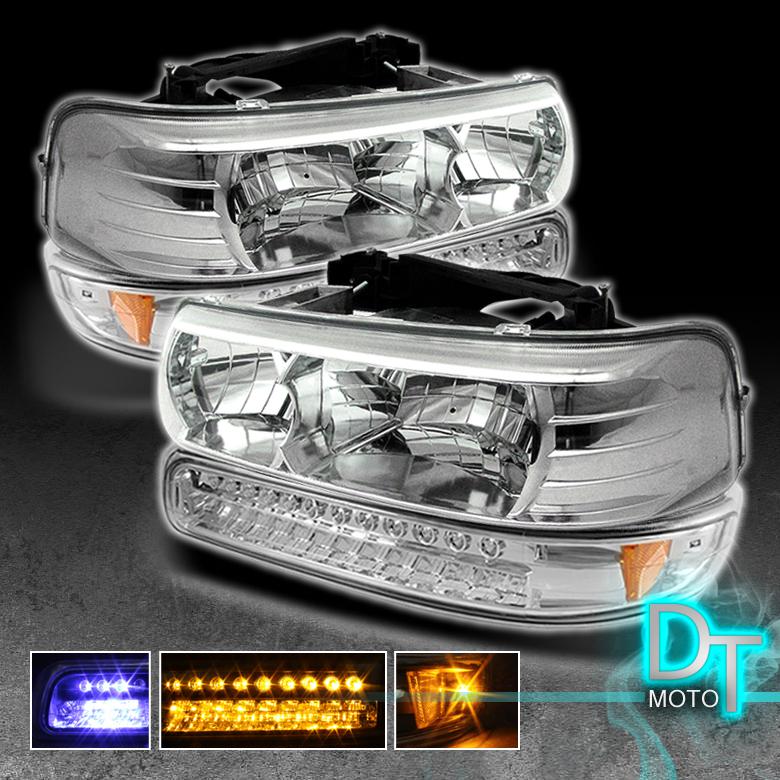 99-06 silverado tahoe suburban crystal headlights +full led bumper signal lights