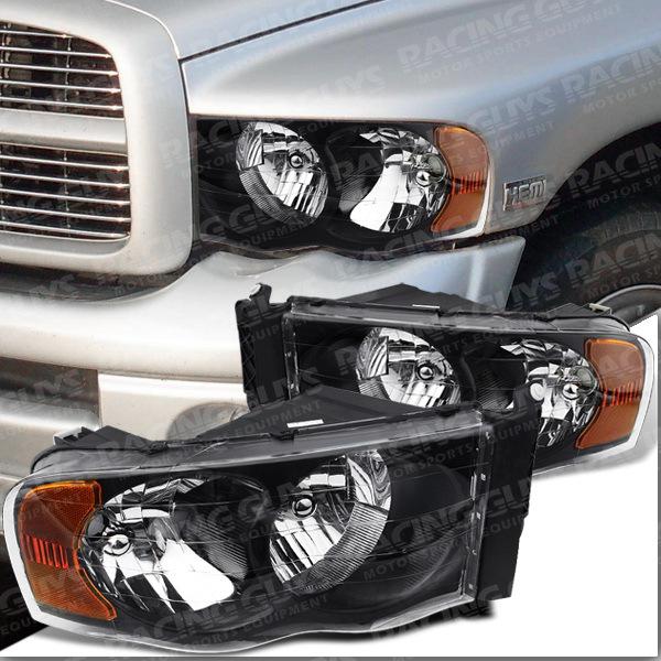 Vision 2002-2005 dodge ram 1500 pickup black headlights amber reflector 2500